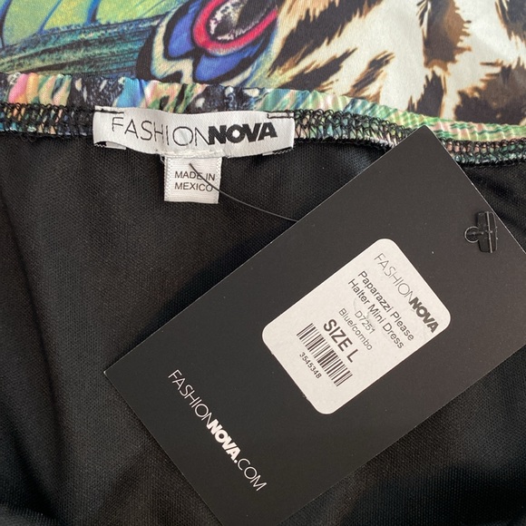 NWT Fashion Nova Paparazzi Please Halter Mini Dress, Size L - Picture 16 of 17